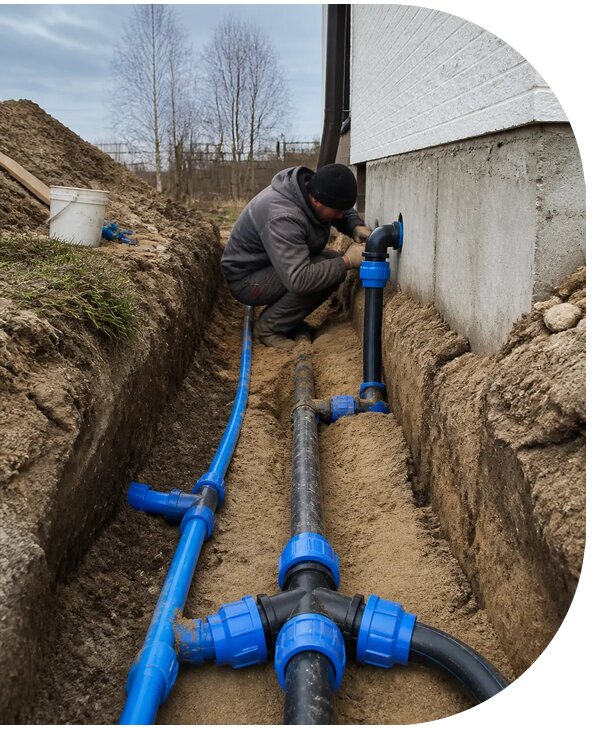 Монтаж наружного водопровода на участке под ключ в Инте